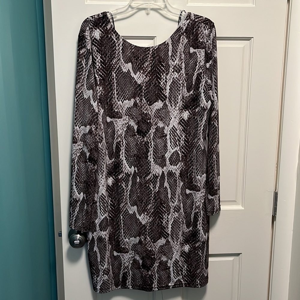 JLo snake skin pattern long sleeve bodycon dress
